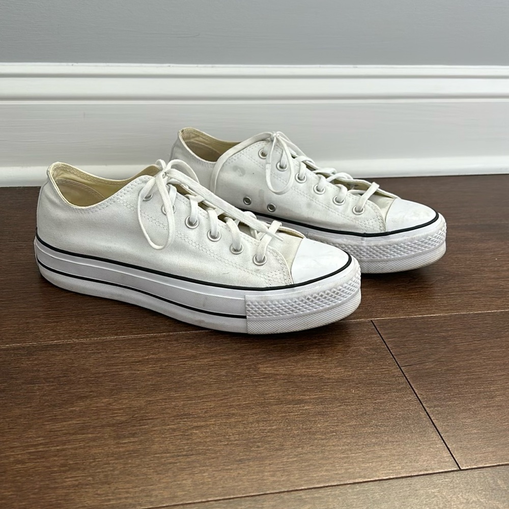 Converse White Platform Low Tops